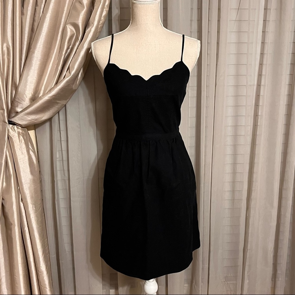 J Crew Black Scalloped Fit Flare Dress
